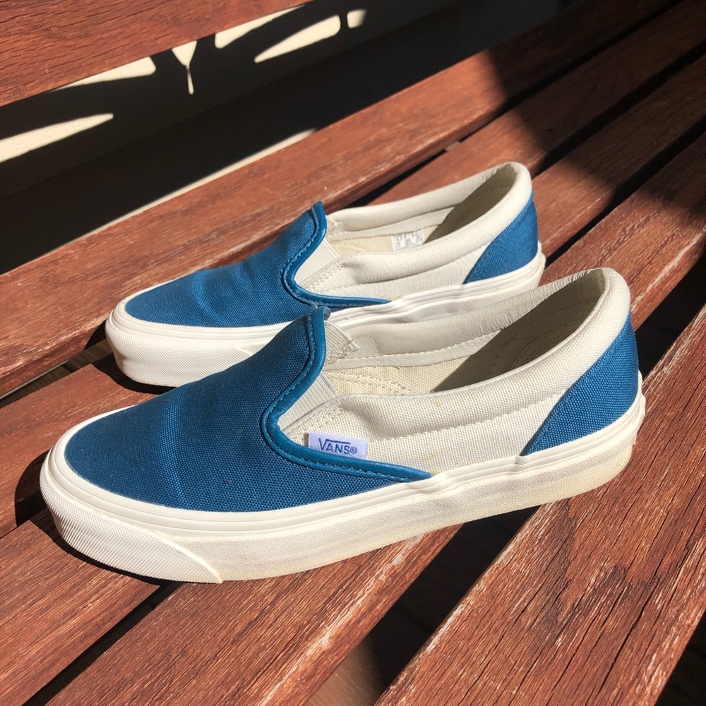 blue slip on vans size 6